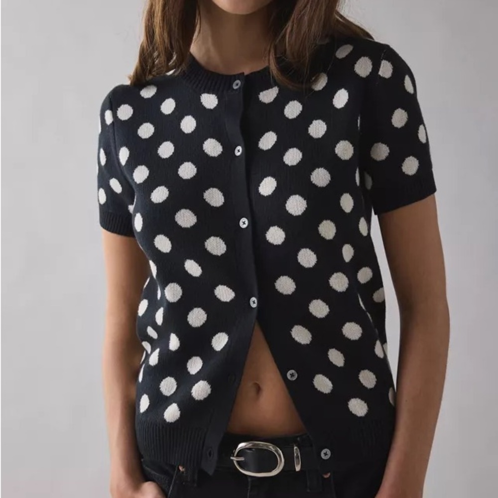 Kimchi Blue Short Sleeve Polka Dot Cardigan